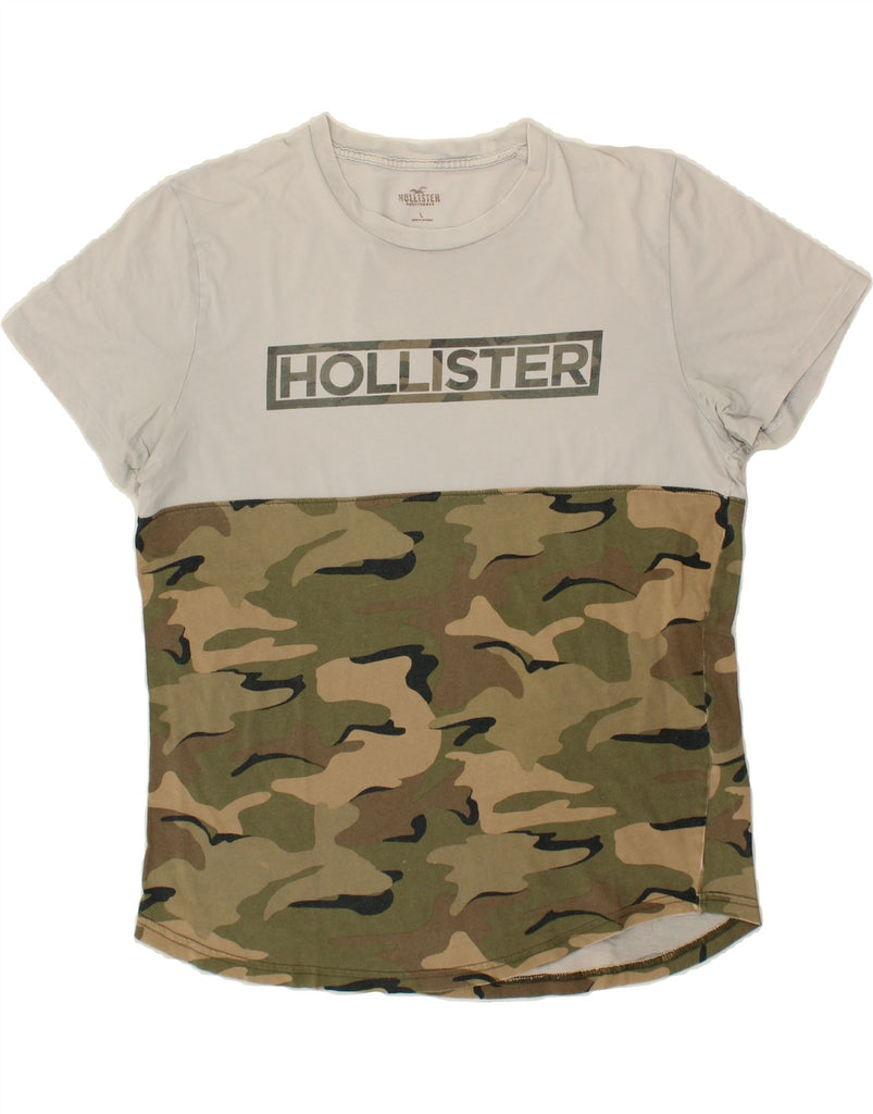 HOLLISTER Mens Graphic T-Shirt Top Large Khaki Camouflage Cotton | Vintage Hollister | Thrift | Second-Hand Hollister | Used Clothing | Messina Hembry 