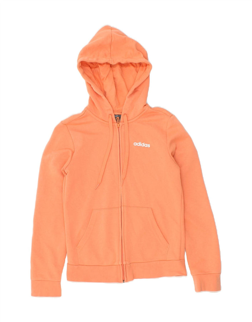 ADIDAS Womens Zip Hoodie Sweater UK 4/6 XS Orange Cotton Vintage Adidas and Second-Hand Adidas from Messina Hembry 