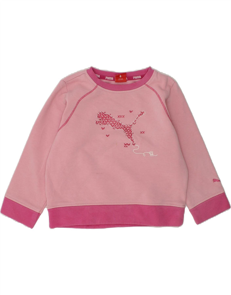 PUMA Girls Graphic Sweatshirt Jumper 2-3 Years Pink | Vintage Puma | Thrift | Second-Hand Puma | Used Clothing | Messina Hembry 