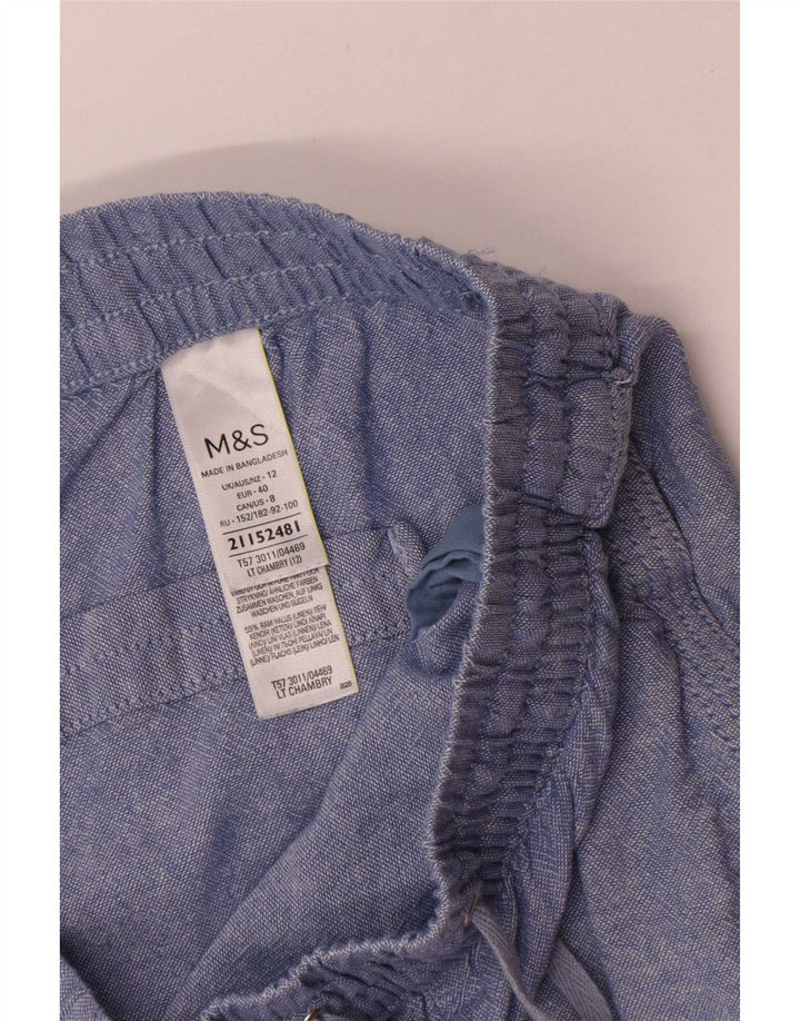 Marks & Spencer Womens Casual Shorts UK 12 Medium W30  Blue Linen