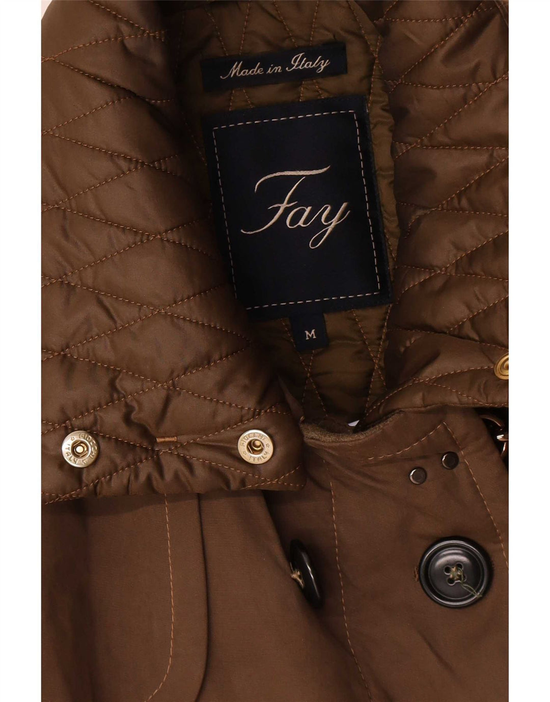 Fay Womens Military Double Breasted Coat UK 14 Medium Khaki
