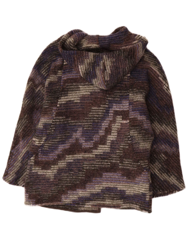 Vintage Womens Hooded Open Overcoat UK 12 Medium Multicoloured Camouflage