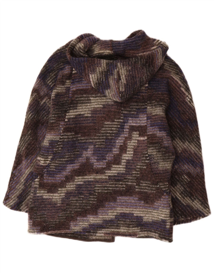 Vintage Womens Hooded Open Overcoat UK 12 Medium Multicoloured Camouflage