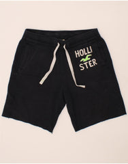 HOLLISTER Mens Graphic Sport Shorts Large  Navy Blue Cotton