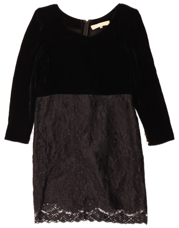 Clara Della Giovanna Womens Long Sleeve Shift Dress IT 44 Medium Black