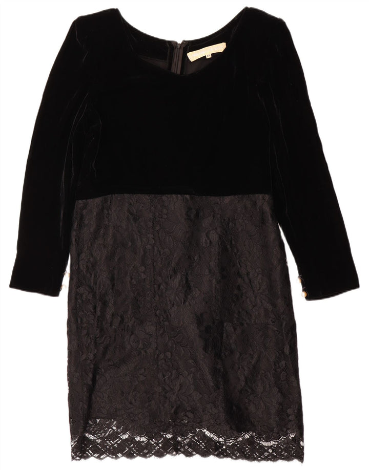 Clara Della Giovanna Womens Long Sleeve Shift Dress IT 44 Medium Black