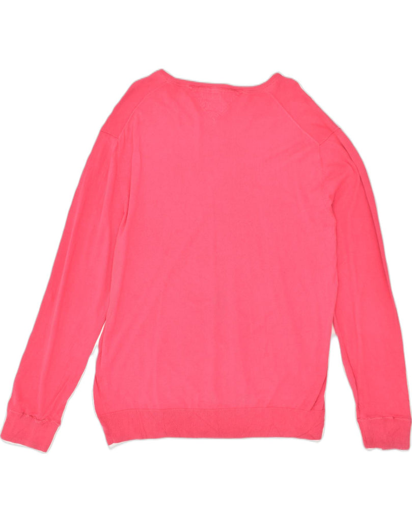 TOMMY HILFIGER Womens V-Neck Jumper Sweater UK 18 XL Pink Cotton | Vintage Tommy Hilfiger | Thrift | Second-Hand Tommy Hilfiger | Used Clothing | Messina Hembry 