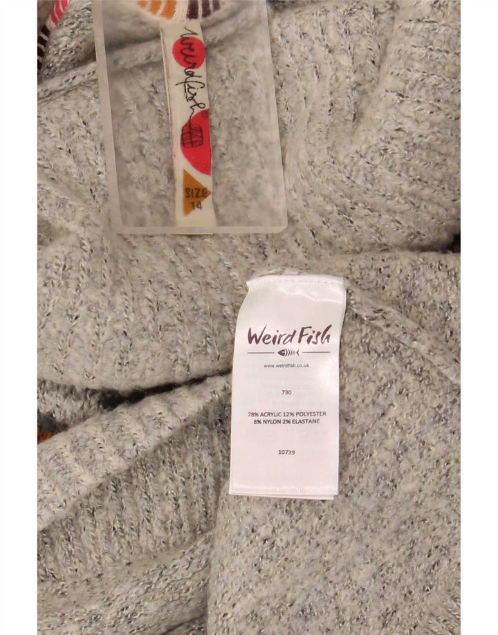 Weird Fish Womens Roll Neck Jumper Sweater UK 14 Large Grey Fair Isle