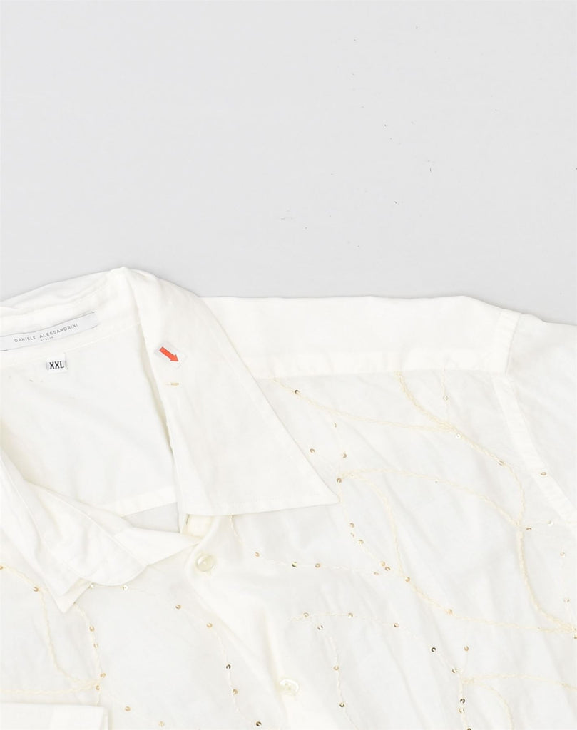 DANIELE ALESSANDRINI Mens Slim Fit Shirt 2XL White Cotton | Vintage Daniele Alessandrini | Thrift | Second-Hand Daniele Alessandrini | Used Clothing | Messina Hembry 