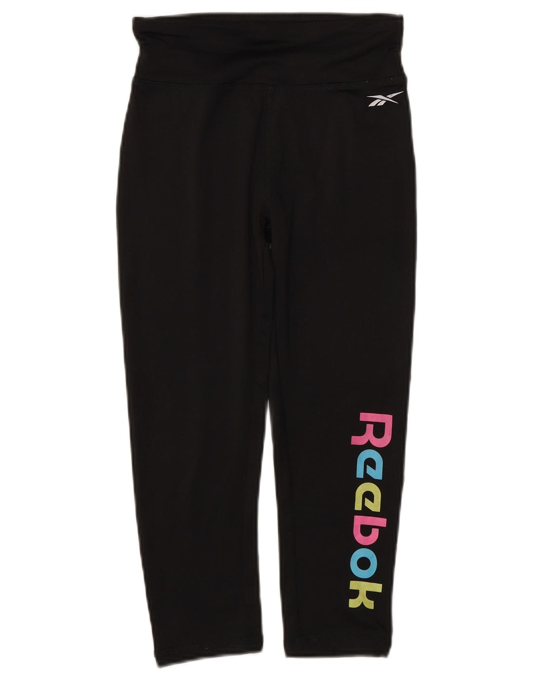 Reebok Girls Capri Graphic Leggings 10-11 Years Black Polyester