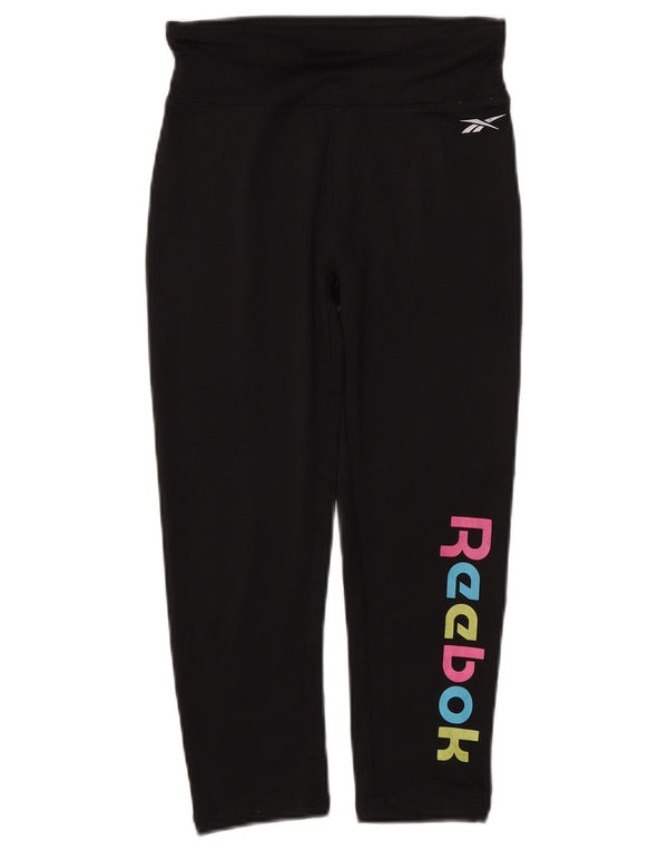 Reebok Girls Capri Graphic Leggings 10-11 Years Black Polyester