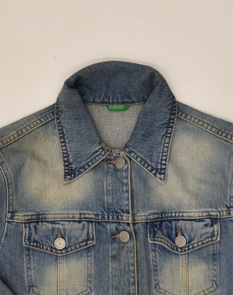 BENETTON Womens Denim Coat UK 12 Medium Blue | Vintage Benetton | Thrift | Second-Hand Benetton | Used Clothing | Messina Hembry 