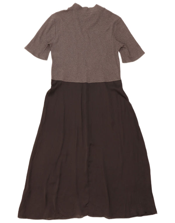 Zara Womens Maxi Dress UK 14 Large  Grey Colourblock Cotton
