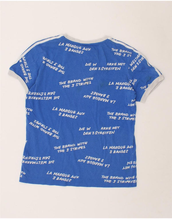 ADIDAS Womens Loose Fit Graphic T-Shirt Top UK 10 Small  Blue Cotton