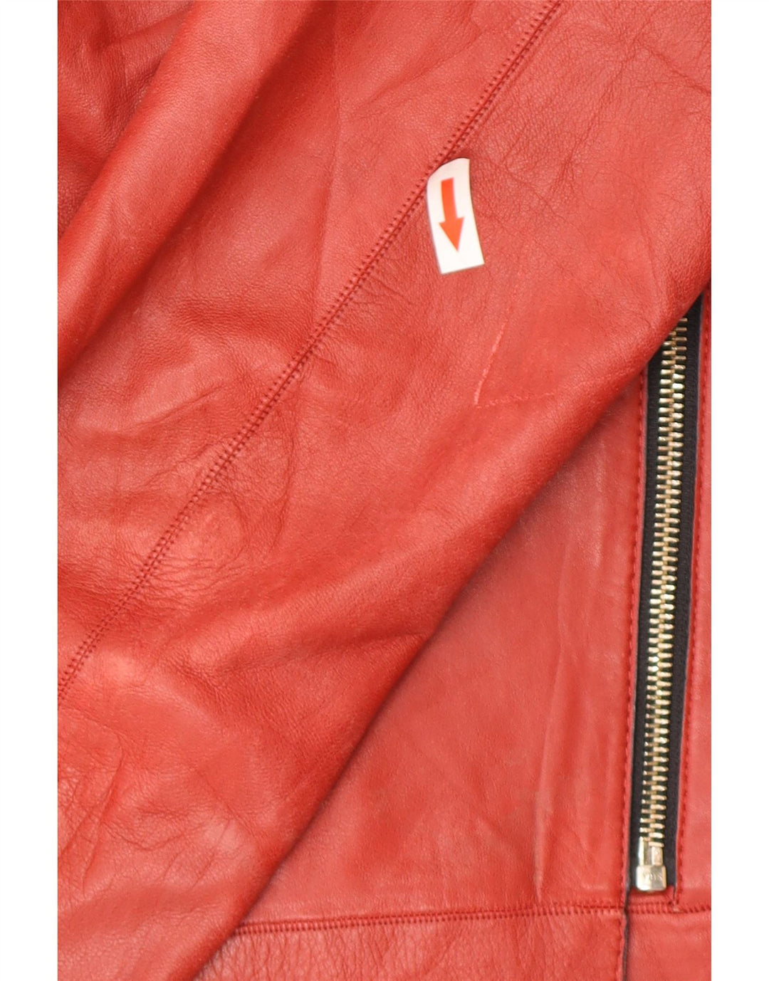 Massimo Dutti Mens Leather Biker Jacket UK 36 Small Red Leather