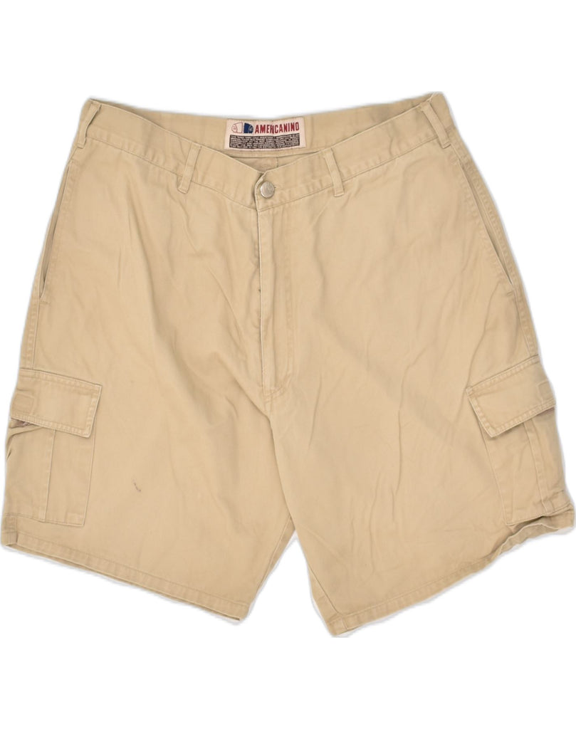 AMERICANINO Mens Cargo Shorts W36 Large Beige Cotton | Vintage Americanino | Thrift | Second-Hand Americanino | Used Clothing | Messina Hembry 