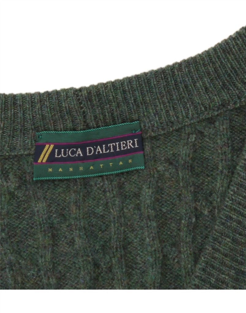 LUCA D'ALTIERI Mens Cardigan Sweater Large Green Virgin Wool Vintage Luca D'altieri and Second-Hand Luca D'altieri from Messina Hembry 