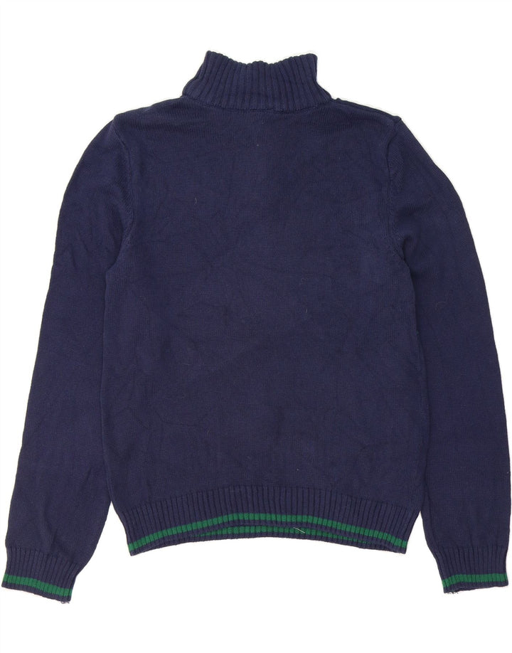 IZOD Boys Zip Neck Jumper Sweater 10-11 Years Medium Navy Blue Fair Isle Vintage Izod and Second-Hand Izod from Messina Hembry 