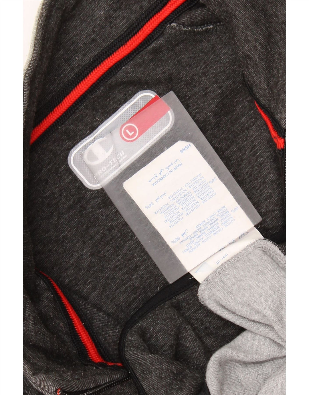 CHAMPION Mens Tracksuit Top Jacket Large Grey Cotton