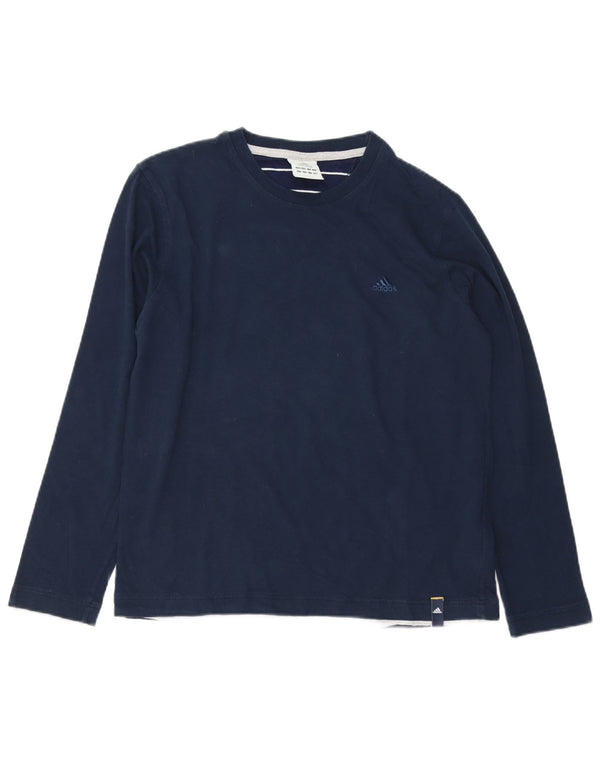 Adidas Mens Top Long Sleeve UK 36/38 Small Navy Blue Cotton