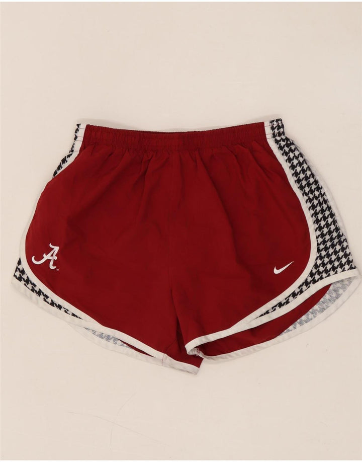 NIKE Womens Dri Fit Graphic Sport Shorts UK 12 Medium  Maroon Houndstooth