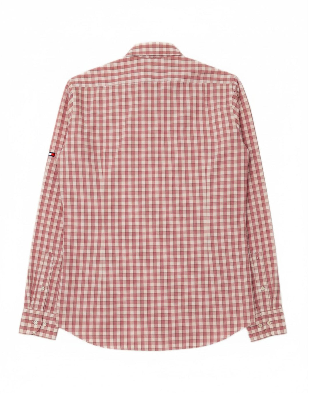 TOMMY HILFIGER Mens Fitted Shirt Size 40 15 3/4 Medium Pink Check Vintage Tommy Hilfiger and Second-Hand Tommy Hilfiger from Messina Hembry 