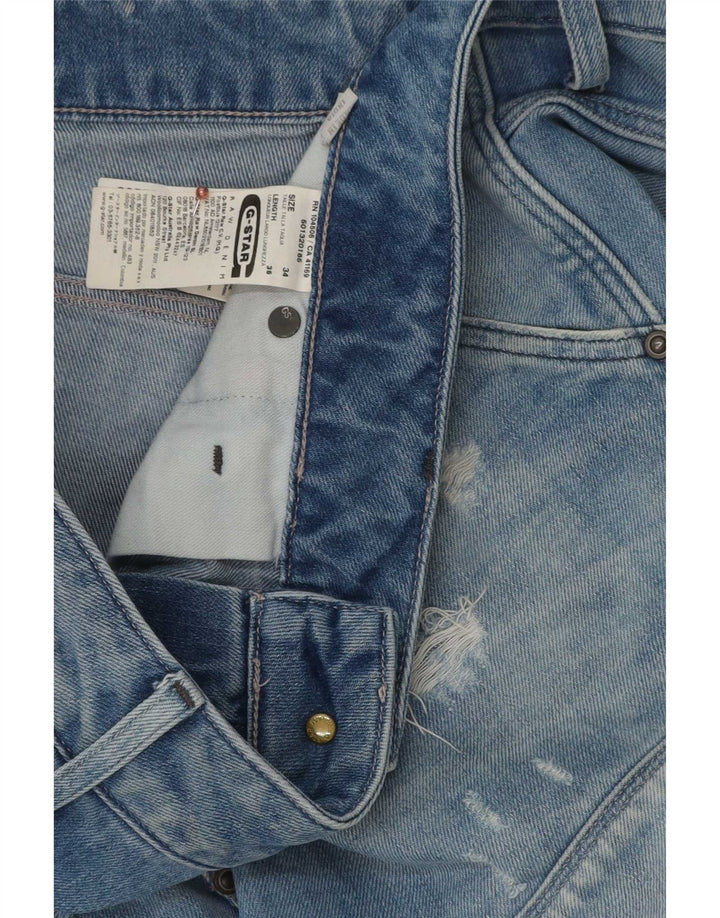 G-Star Mens Distressed Slim Jeans W34 L36 Blue Cotton