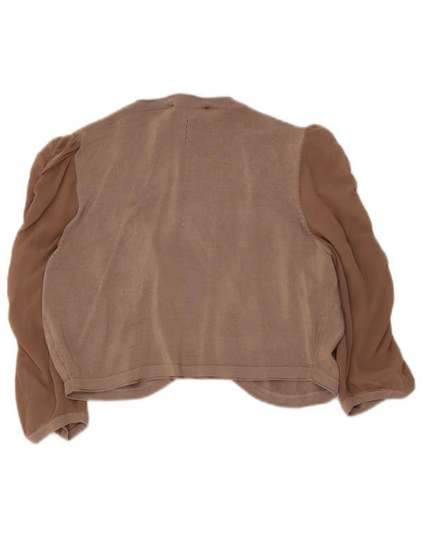 Coast Womens 3/4 Sleeve Bolero Jumper UK 14 Medium Brown Colourblock