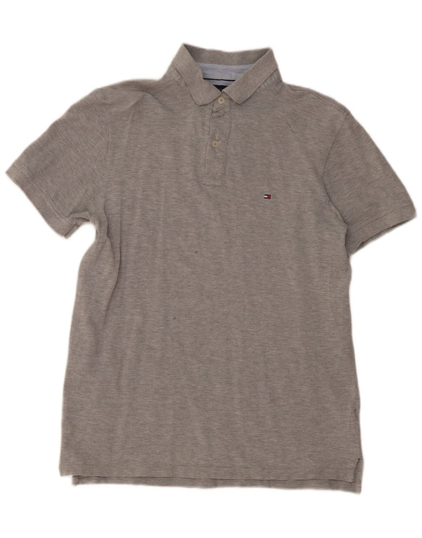 Tommy Hilfiger Mens Polo Shirt Medium Grey Flecked Cotton