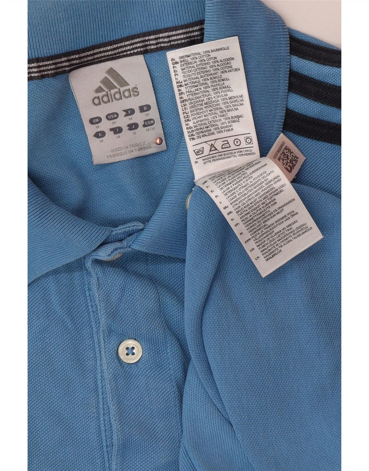ADIDAS Mens Polo Shirt Medium Blue Cotton