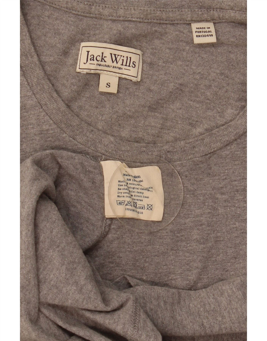 JACK WILLS Mens Graphic T-Shirt Top Small Grey Flecked Cotton
