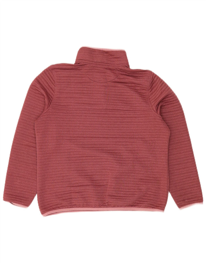 L.L.BEAN Womens Button Neck Sweatshirt Jumper UK 14 Medium Burgundy