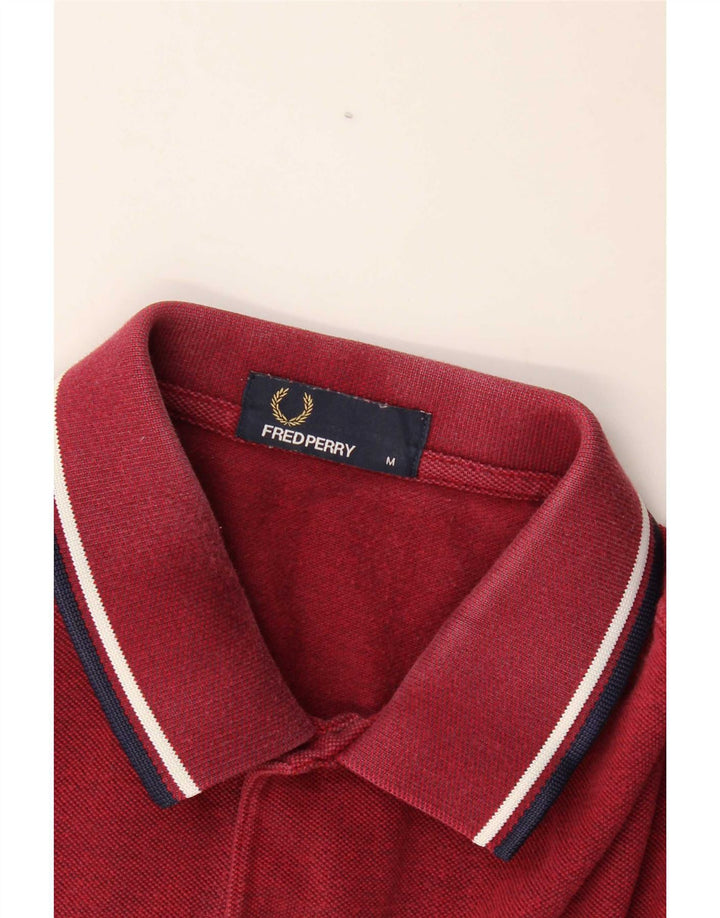 Fred Perry Mens Polo Shirt Medium Burgundy Striped