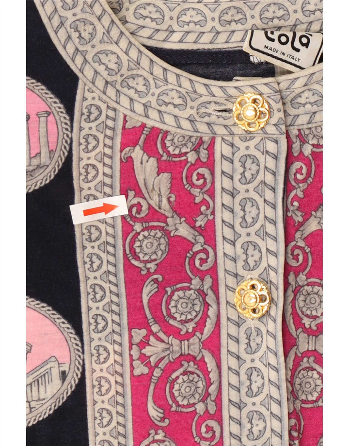 Liola Womens Abstract Pattern Cardigan Sweater UK 16 Large Black Wool