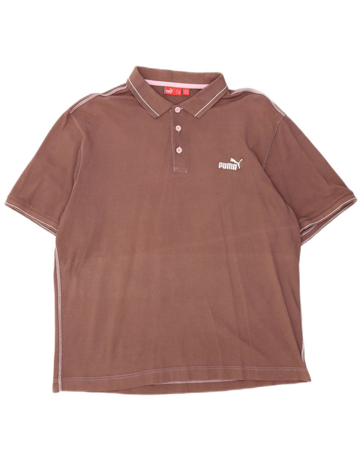 Puma Mens Polo Shirt Large Brown Cotton