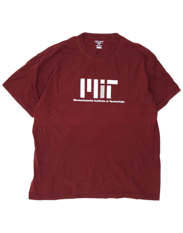 Champion Mens Graphic T-Shirt Top 2XL Burgundy Cotton