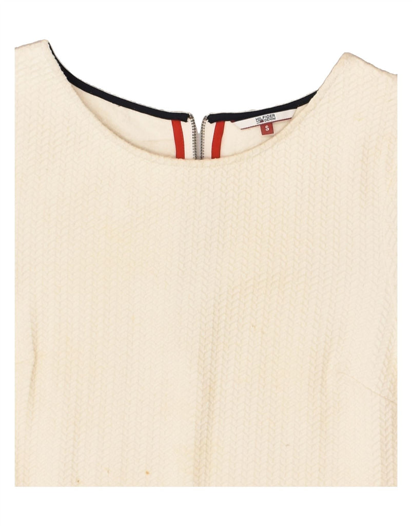 TOMMY HILFIGER Womens Basic Dress UK 10 Small Off White Cotton | Vintage Tommy Hilfiger | Thrift | Second-Hand Tommy Hilfiger | Used Clothing | Messina Hembry 