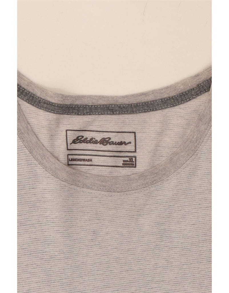 EDDIE BAUER Mens T-Shirt Top XL Grey Pinstripe Cotton Vintage Eddie Bauer and Second-Hand Eddie Bauer from Messina Hembry 