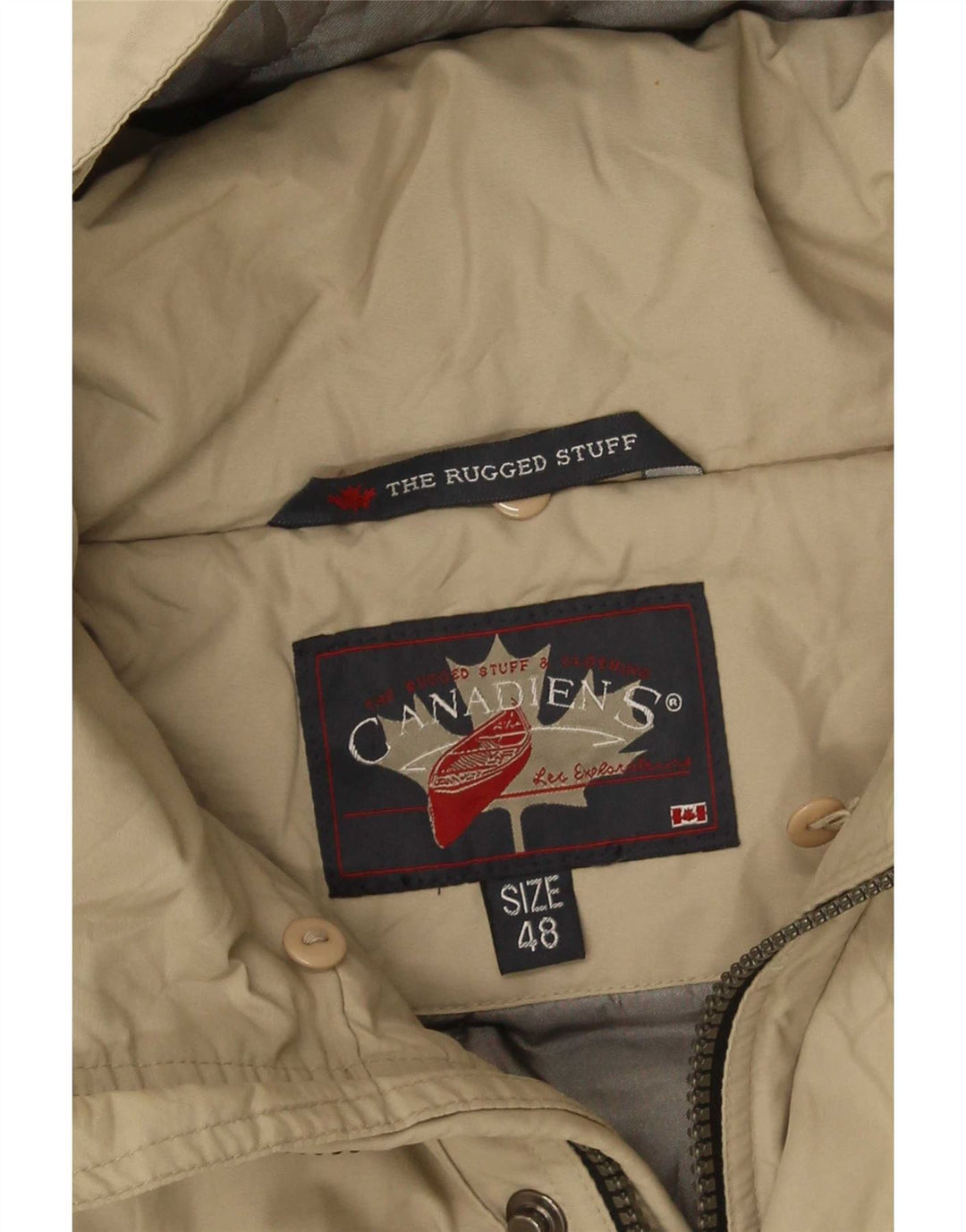 Canadiens Mens Hooded Padded Coat IT 48 Medium Beige Cotton