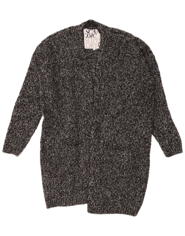 SUPERDRY Womens Oversized Longline Cardigan Sweater UK 18 XL Grey Flecked