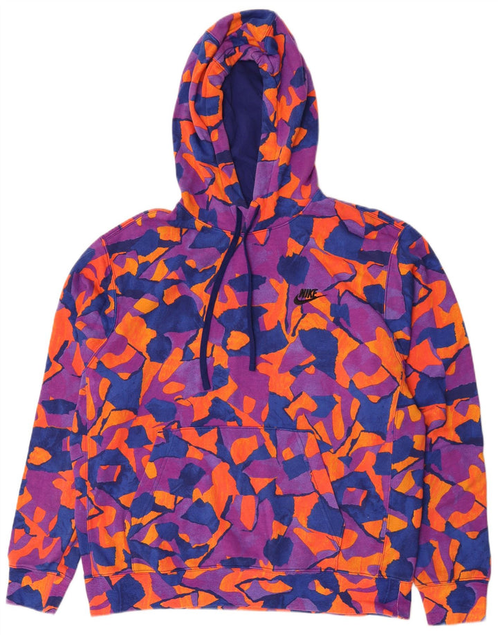 Nike Mens Hoodie Jumper Large Multicoloured Geometric Cotton