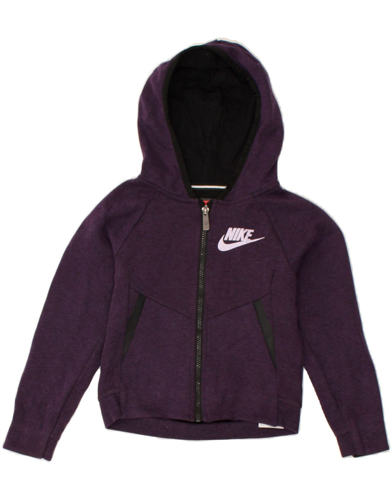 NIKE Boys Zip Hoodie Sweater 5-6 Years Medium  Purple Cotton | Vintage Nike | Thrift | Second-Hand Nike | Used Clothing | Messina Hembry 