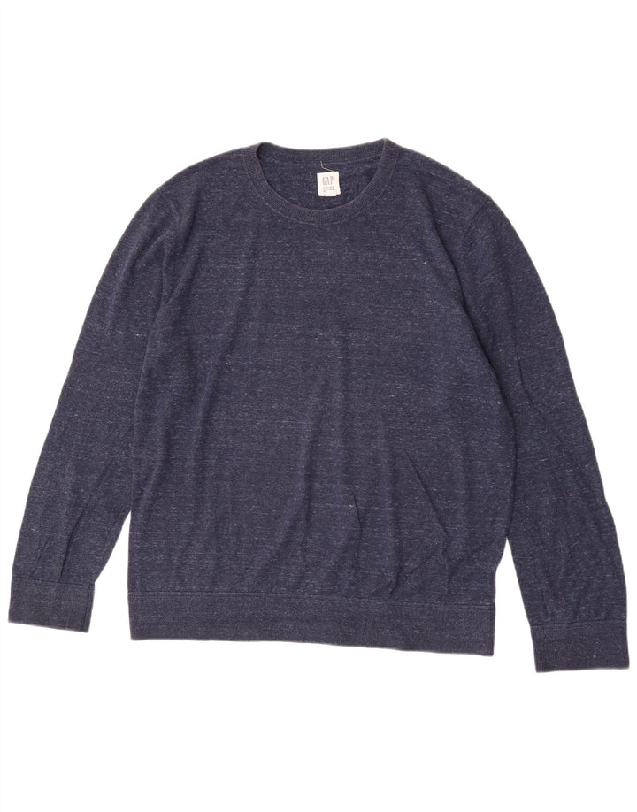 Gap Mens Crew Neck Jumper Sweater Large Navy Blue Flecked Cotton