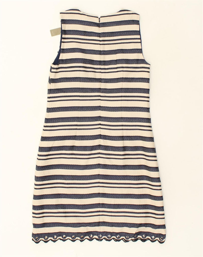 J. CREW Womens Sleeveless Basic Dress UK 00 2XS Beige Striped Cotton | Vintage J. Crew | Thrift | Second-Hand J. Crew | Used Clothing | Messina Hembry 