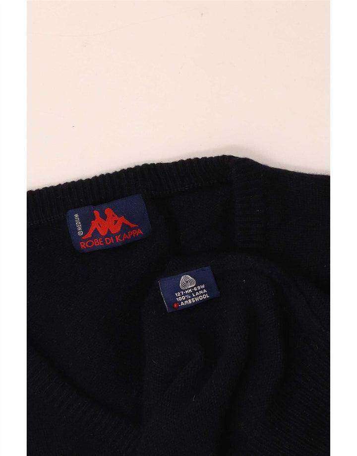 Kappa Mens V-Neck Jumper Sweater Medium Navy Blue Lambswool