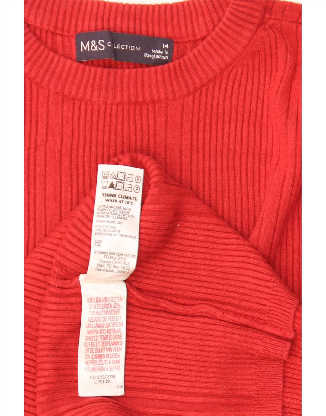 Marks & Spencer Womens Crew Neck Jumper Sweater UK 14 Medium Red Viscose