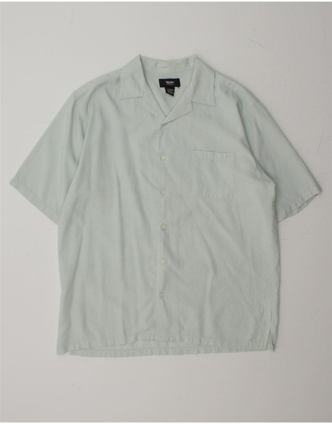 MOSSIMO Mens Short Sleeve Shirt Medium Grey Check Rayon Vintage Mossimo and Second-Hand Mossimo from Messina Hembry 