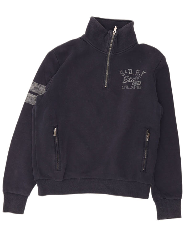 Superdry Mens Graphic Sweatshirt Jumper Large Navy Blue Colourblock