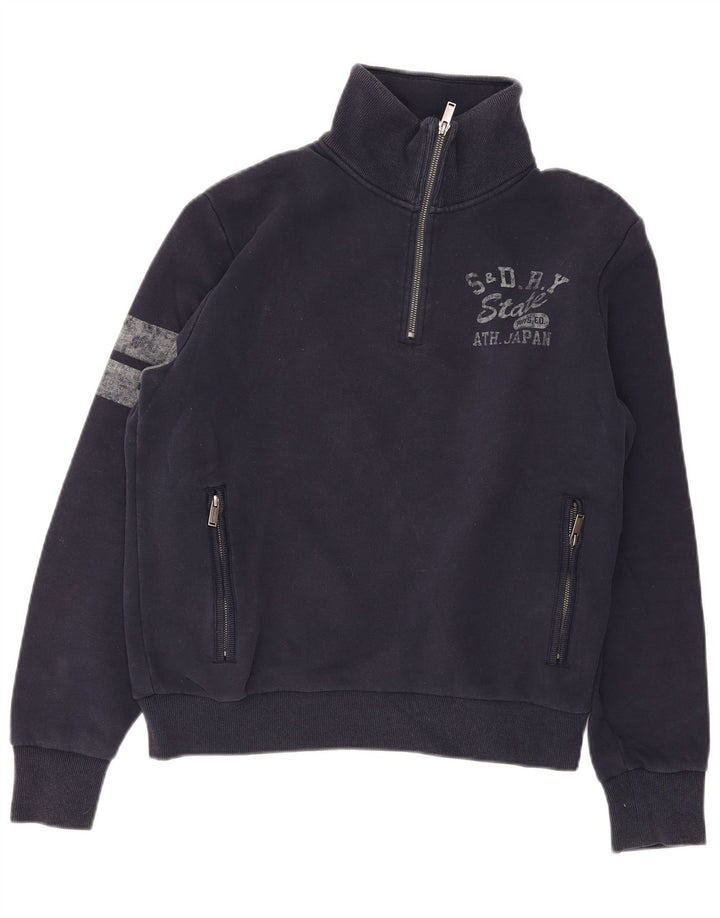Superdry Mens Graphic Sweatshirt Jumper Large Navy Blue Colourblock