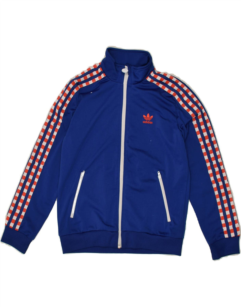 ADIDAS Boys Graphic Tracksuit Top Jacket 9-10 Years Navy Blue Polyester | Vintage Adidas | Thrift | Second-Hand Adidas | Used Clothing | Messina Hembry 